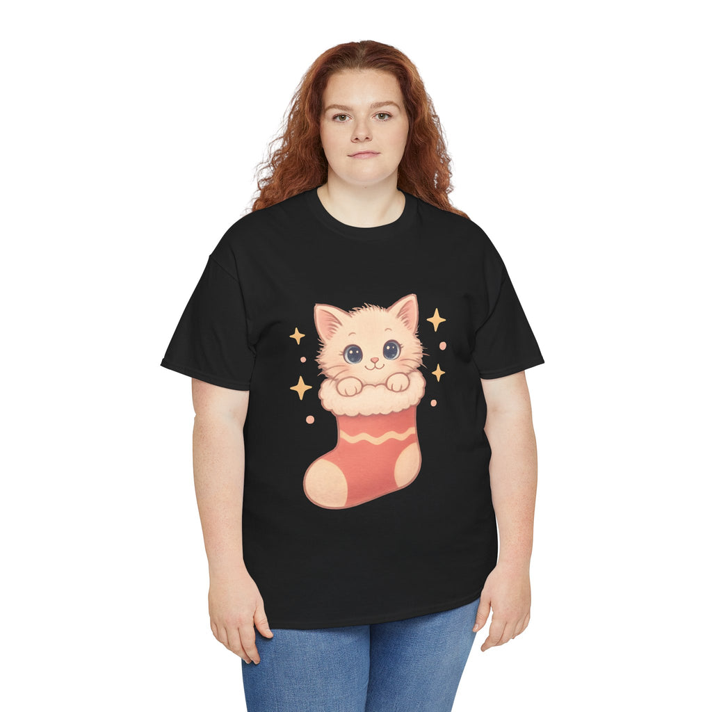 Cute Kitten in Christmas Stocking Tee