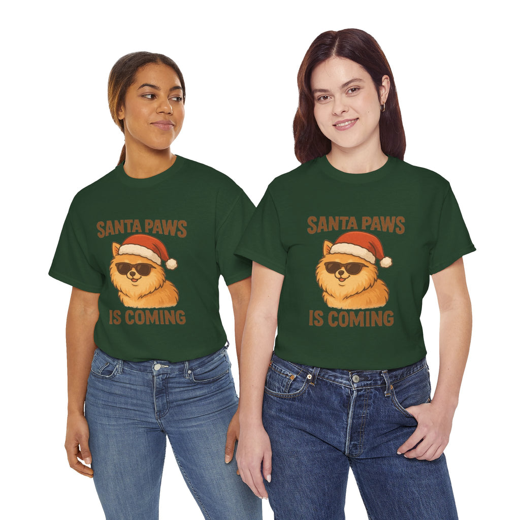 Santa Paws Is Coming T-Shirt — Cute Dog Christmas Tee