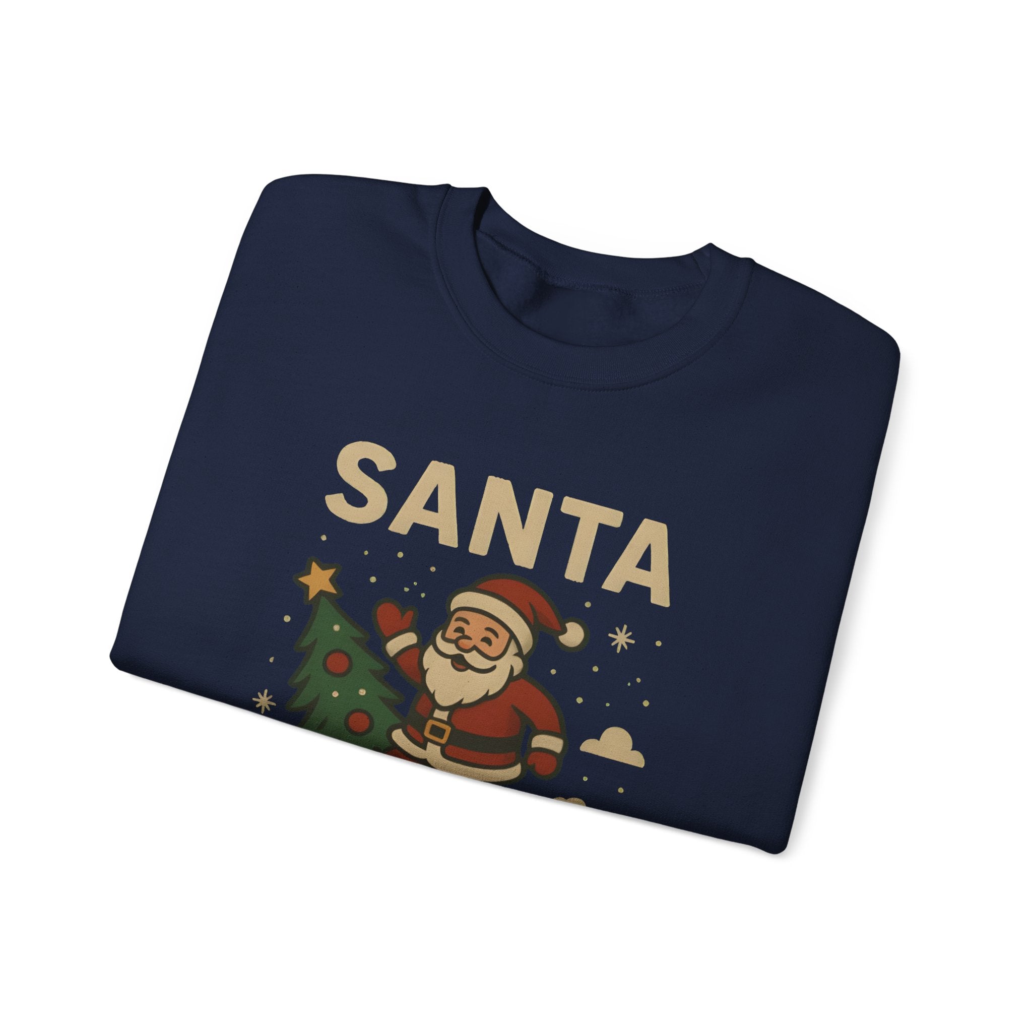 Santa Rocket Sweatshirt — Retro Christmas Santa on Rocket with 'SANTA ROCKET' Text