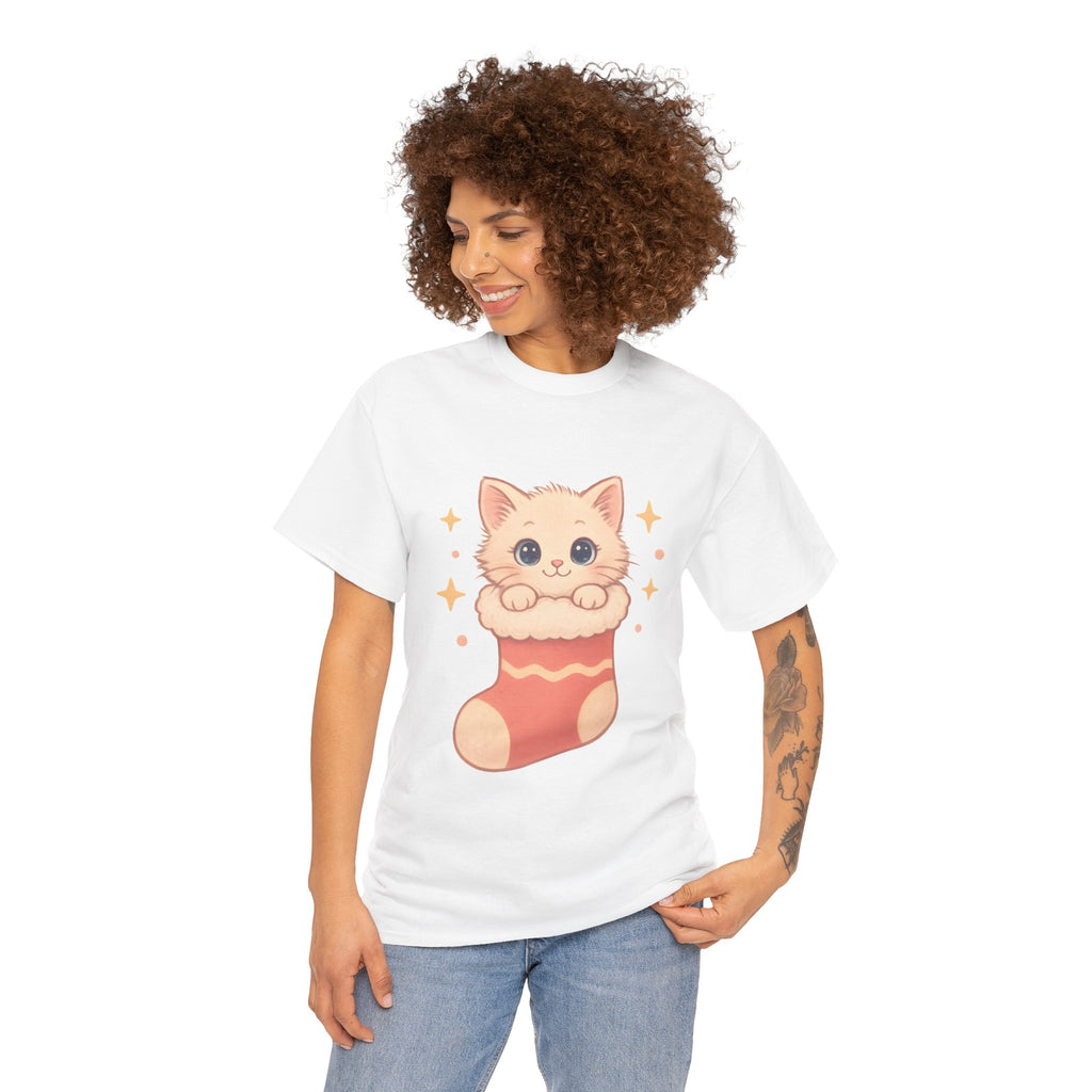 Cute Kitten in Christmas Stocking Tee