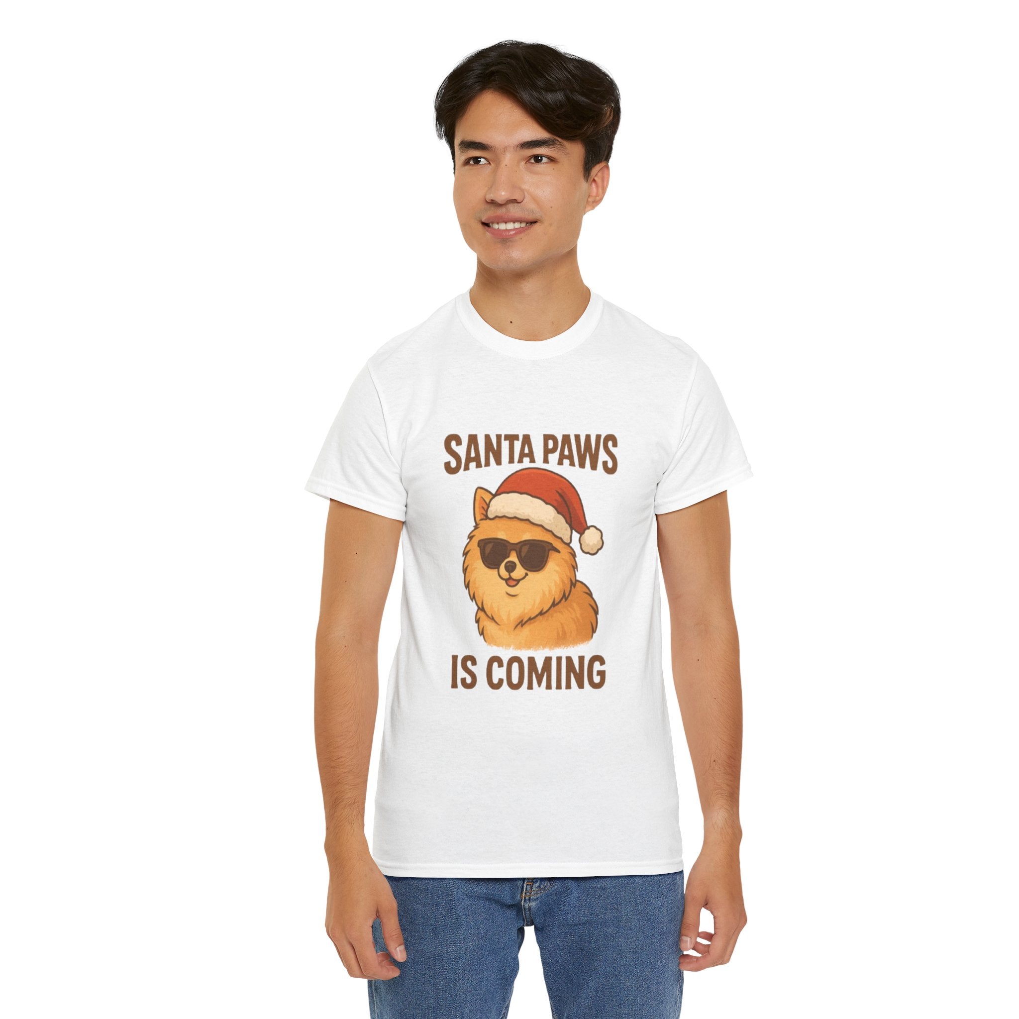Santa Paws Is Coming T-Shirt — Cute Dog Christmas Tee