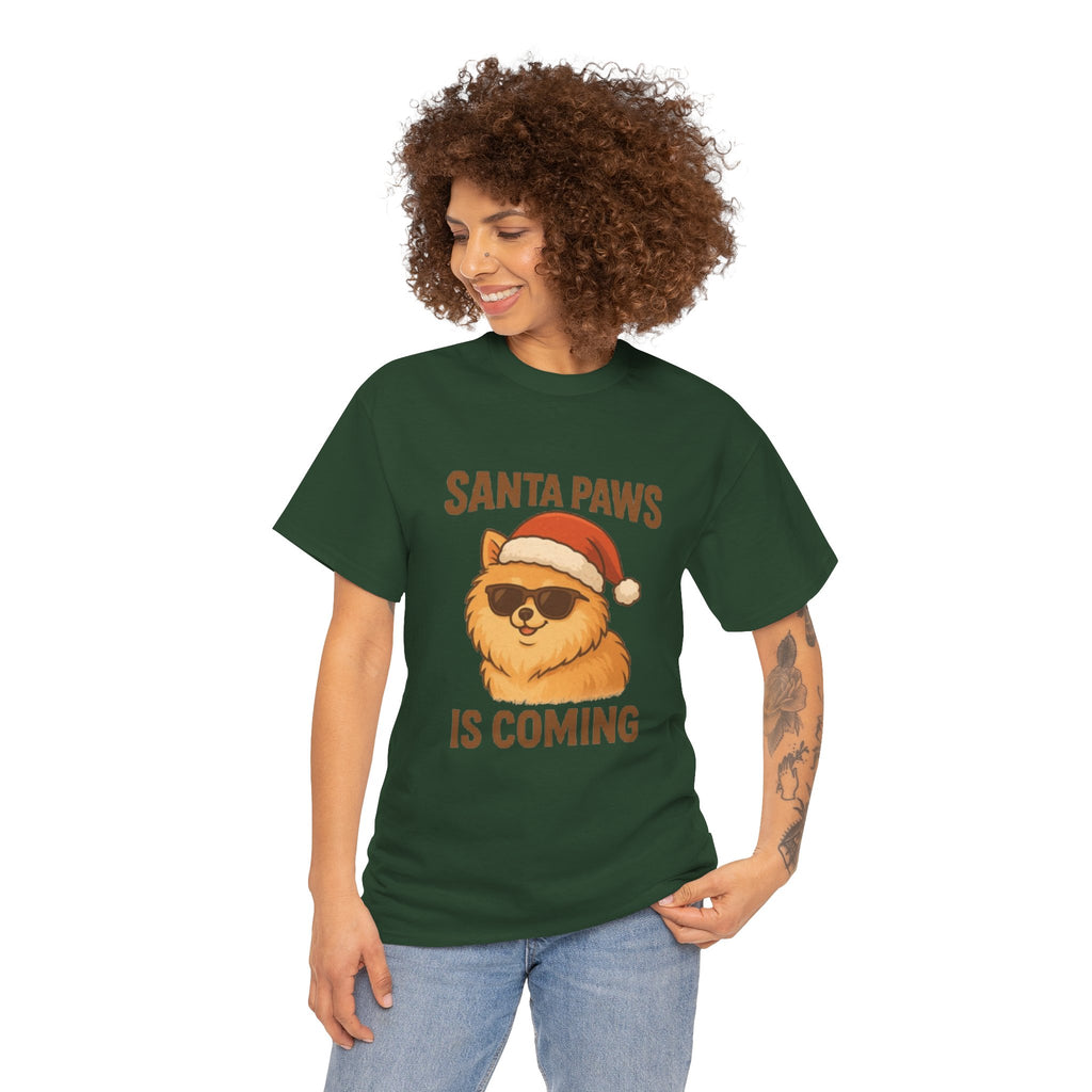 Santa Paws Is Coming T-Shirt — Cute Dog Christmas Tee