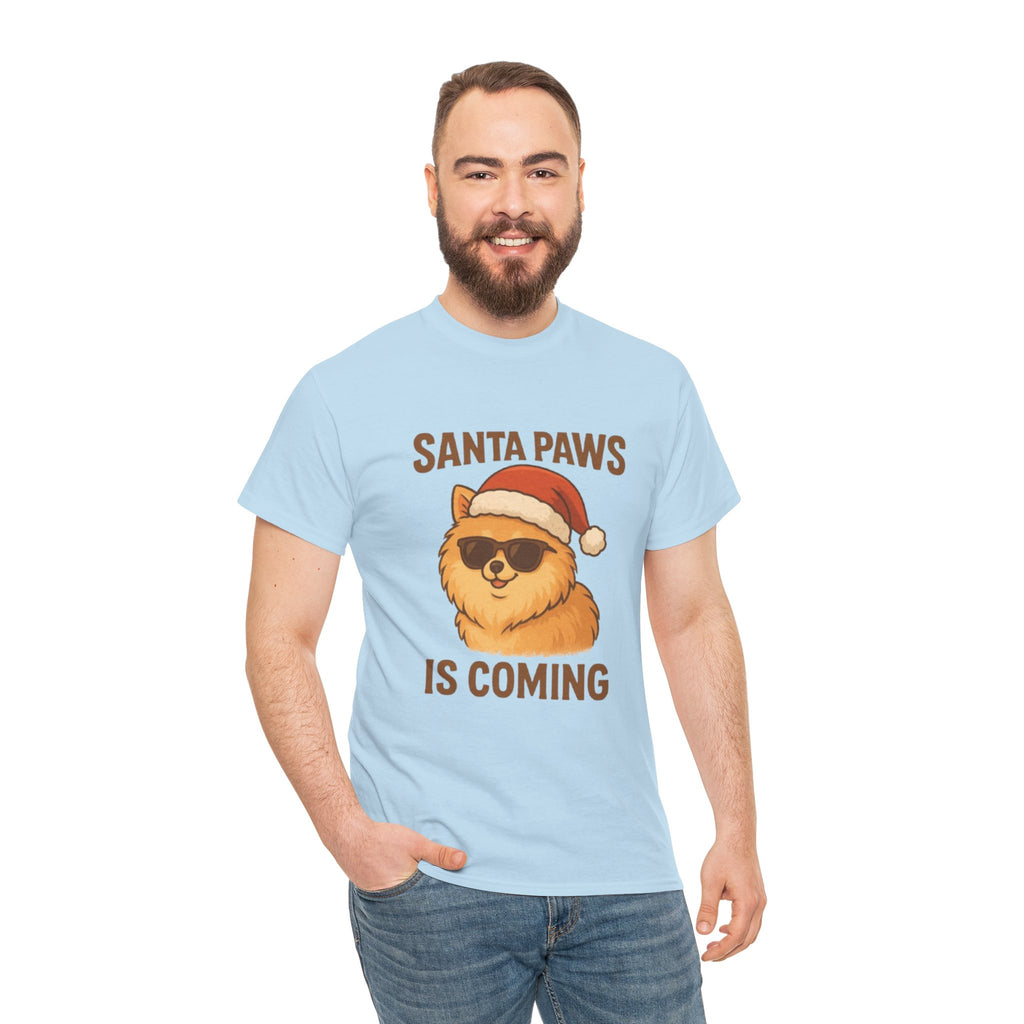 Santa Paws Is Coming T-Shirt — Cute Dog Christmas Tee