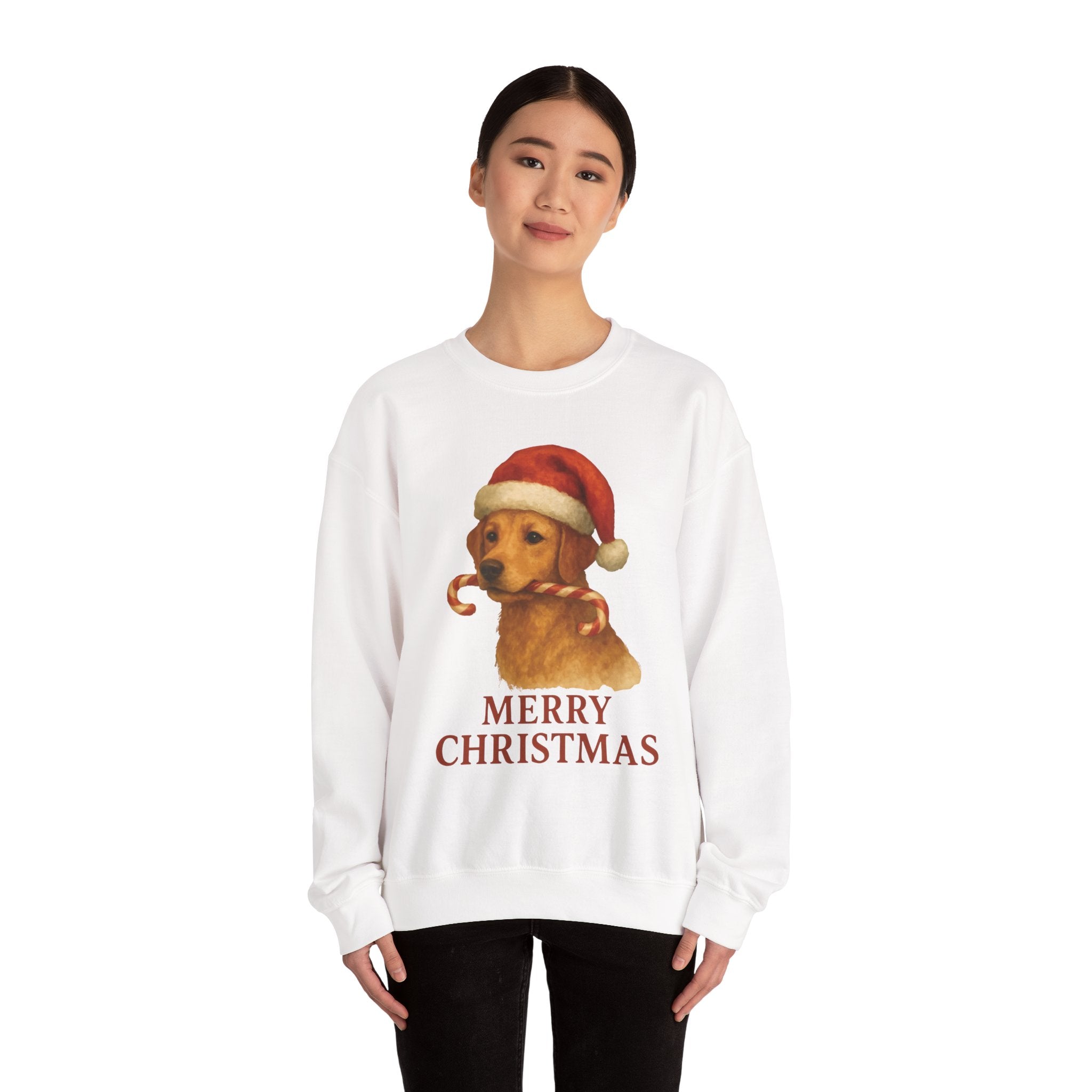 Christmas Puppy Crewneck Sweatshirt — 'Merry Christmas' Holiday Dog Sweatshirt