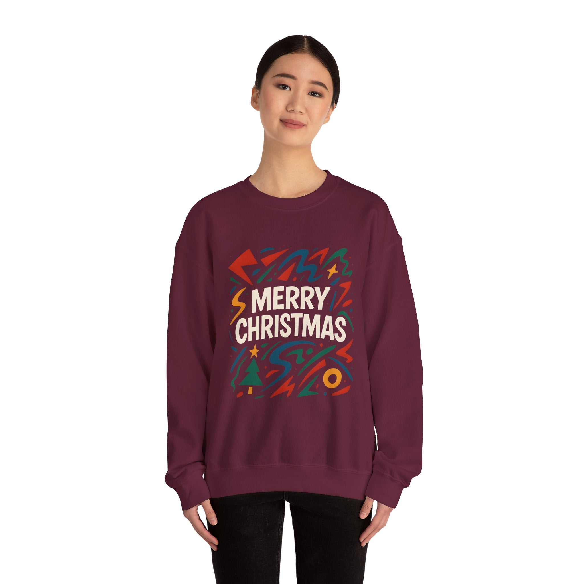 Merry Christmas Crewneck Sweatshirt — Retro Holiday Graphic
