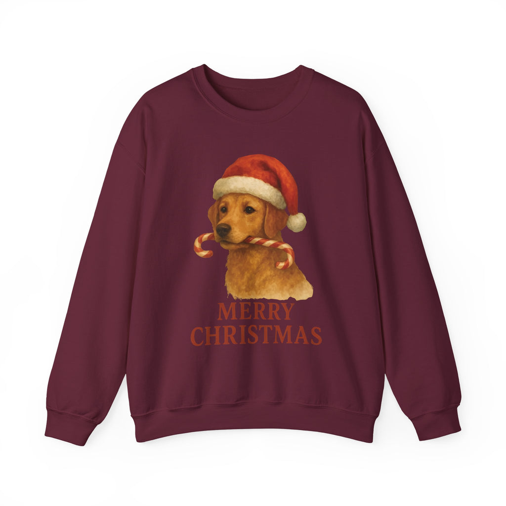 Christmas Puppy Crewneck Sweatshirt — 'Merry Christmas' Holiday Dog Sweatshirt