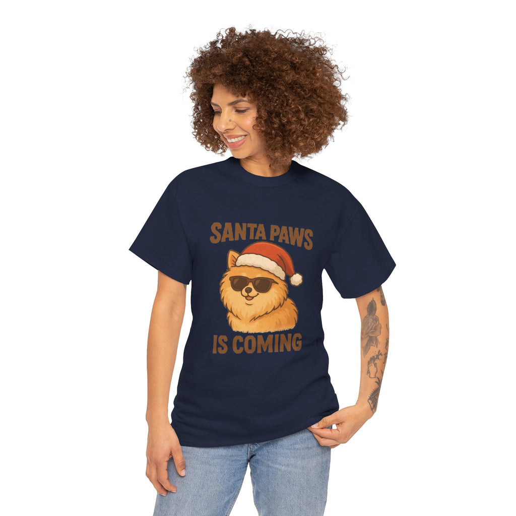Santa Paws Is Coming T-Shirt — Cute Dog Christmas Tee