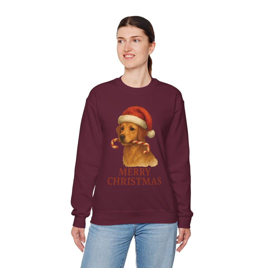 Christmas Puppy Crewneck Sweatshirt — 'Merry Christmas' Holiday Dog Sweatshirt
