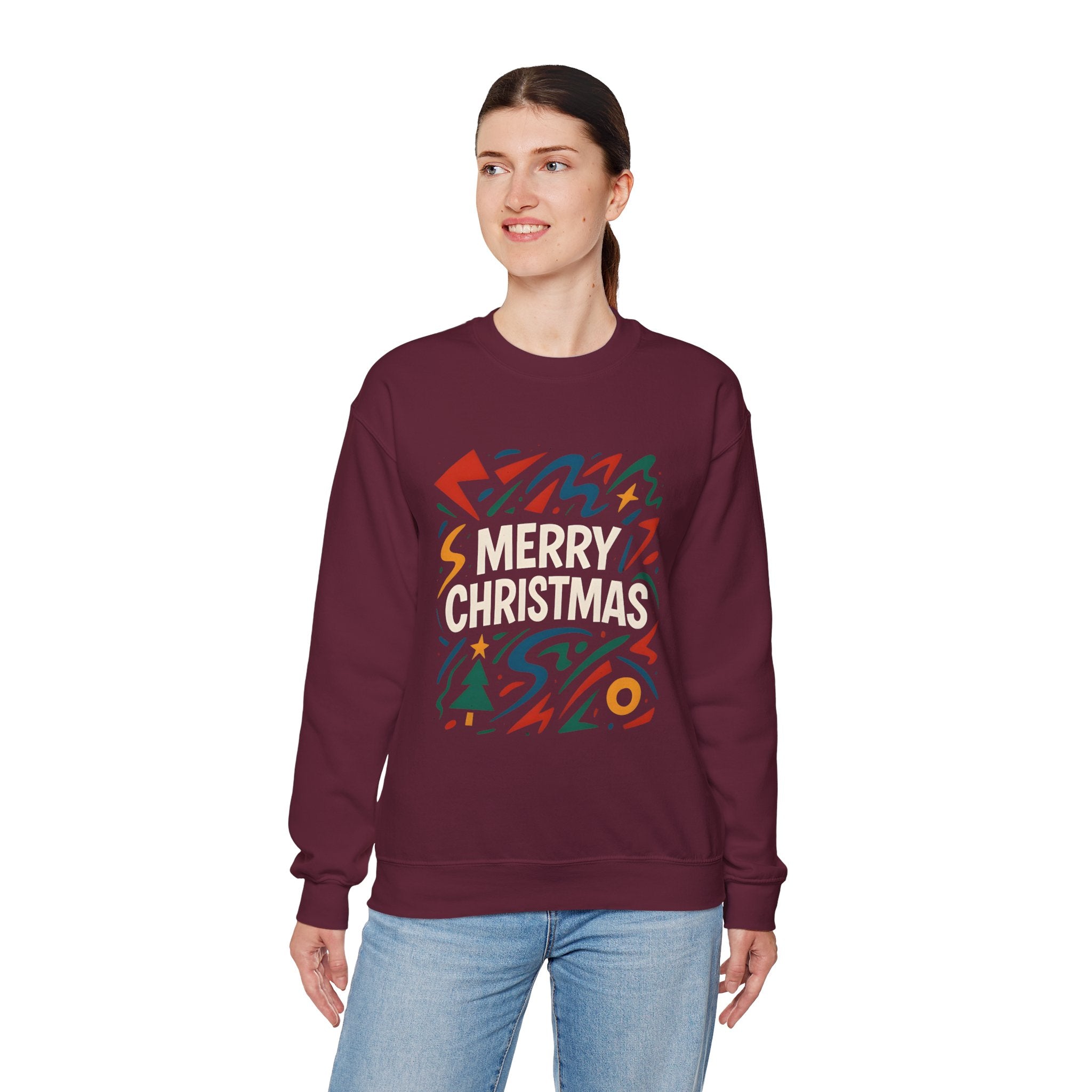 Merry Christmas Crewneck Sweatshirt — Retro Holiday Graphic