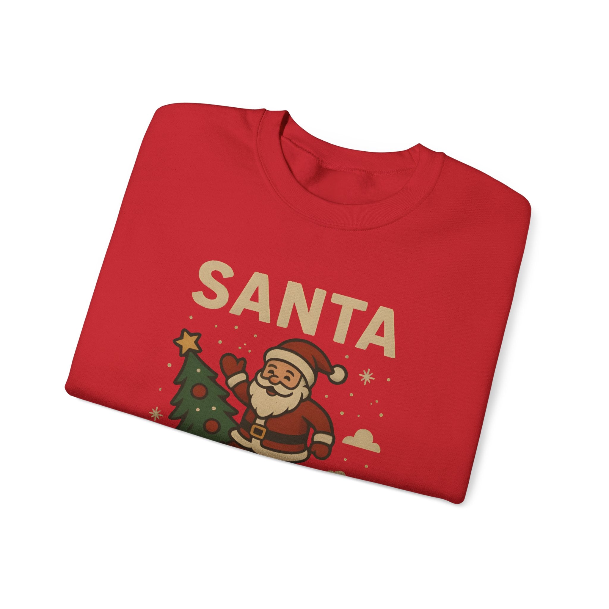 Santa Rocket Sweatshirt — Retro Christmas Santa on Rocket with 'SANTA ROCKET' Text