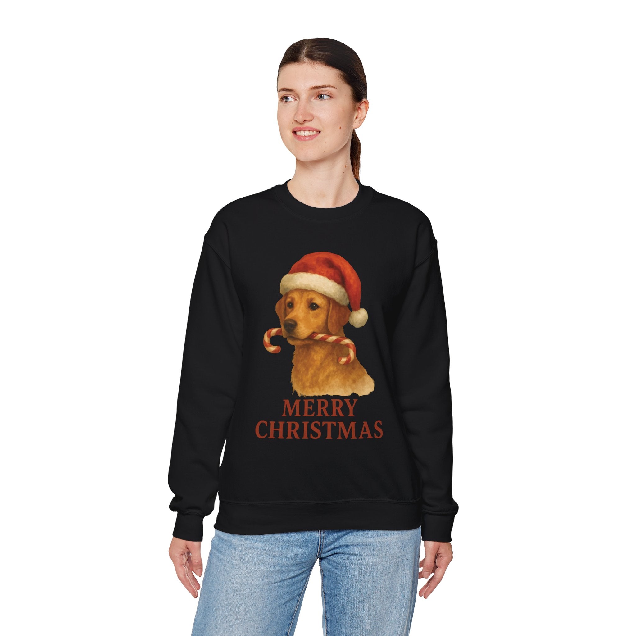 Christmas Puppy Crewneck Sweatshirt — 'Merry Christmas' Holiday Dog Sweatshirt