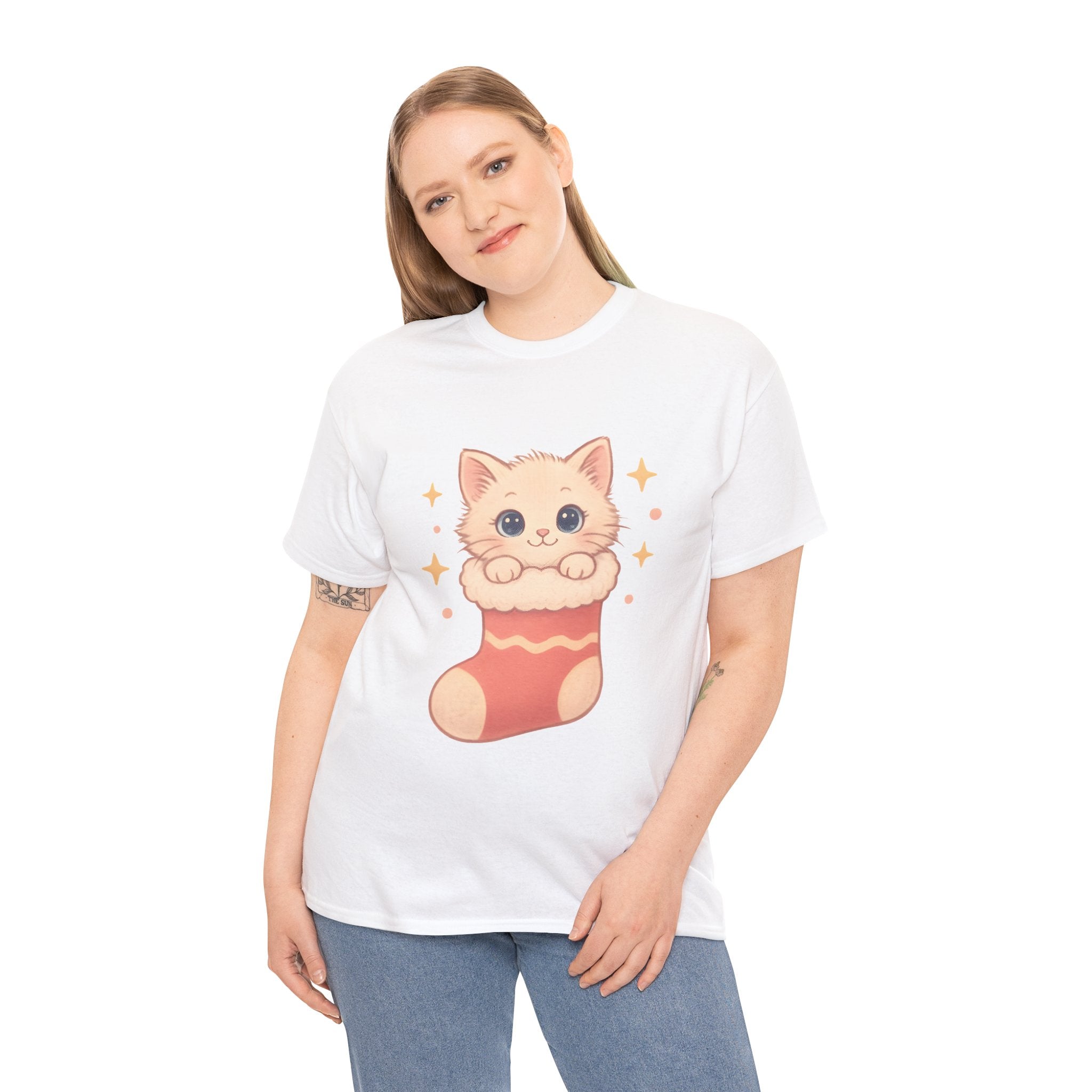 Cute Kitten in Christmas Stocking Tee