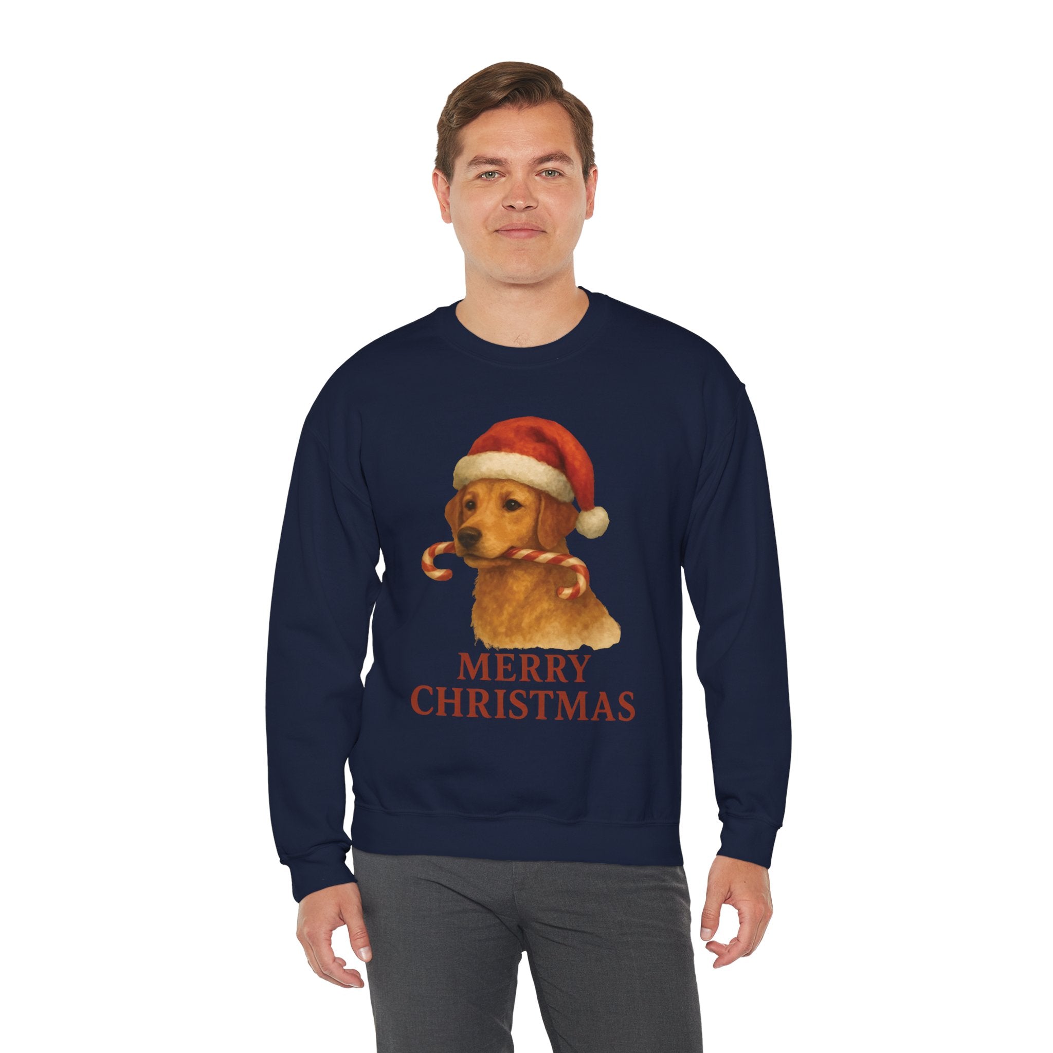 Christmas Puppy Crewneck Sweatshirt — 'Merry Christmas' Holiday Dog Sweatshirt