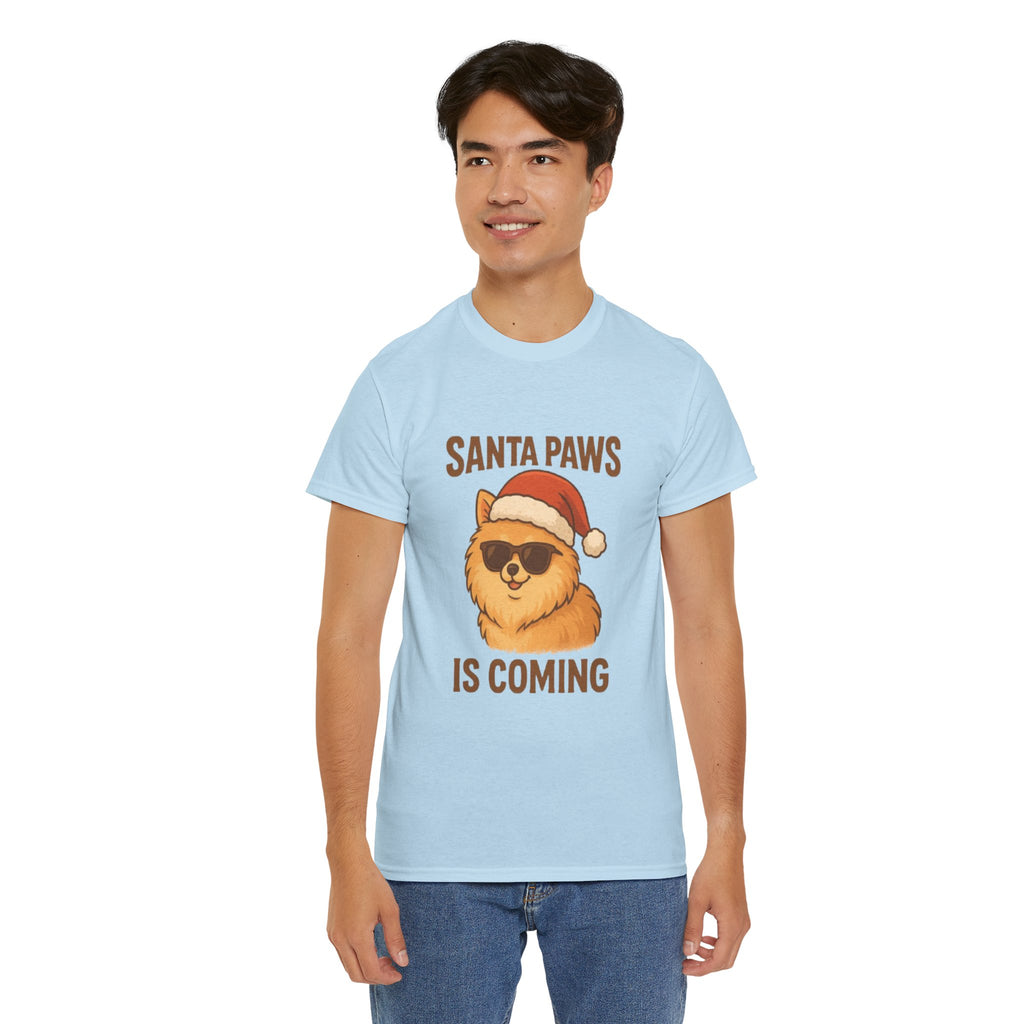 Santa Paws Is Coming T-Shirt — Cute Dog Christmas Tee