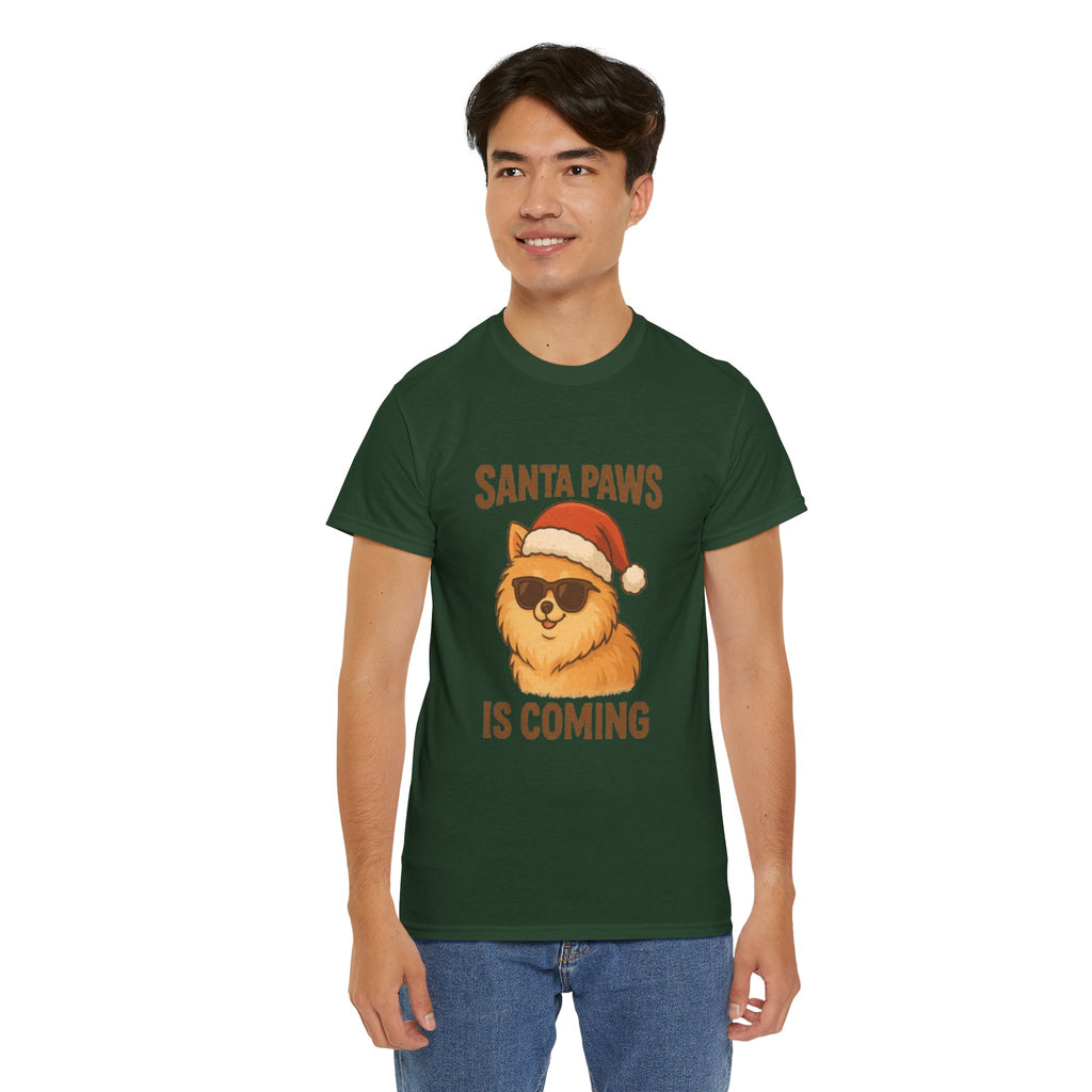 Santa Paws Is Coming T-Shirt — Cute Dog Christmas Tee