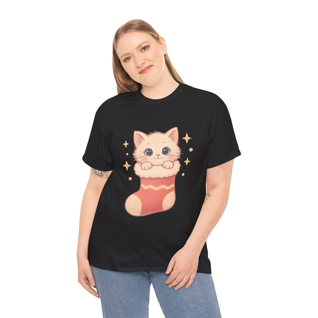 Cute Kitten in Christmas Stocking Tee