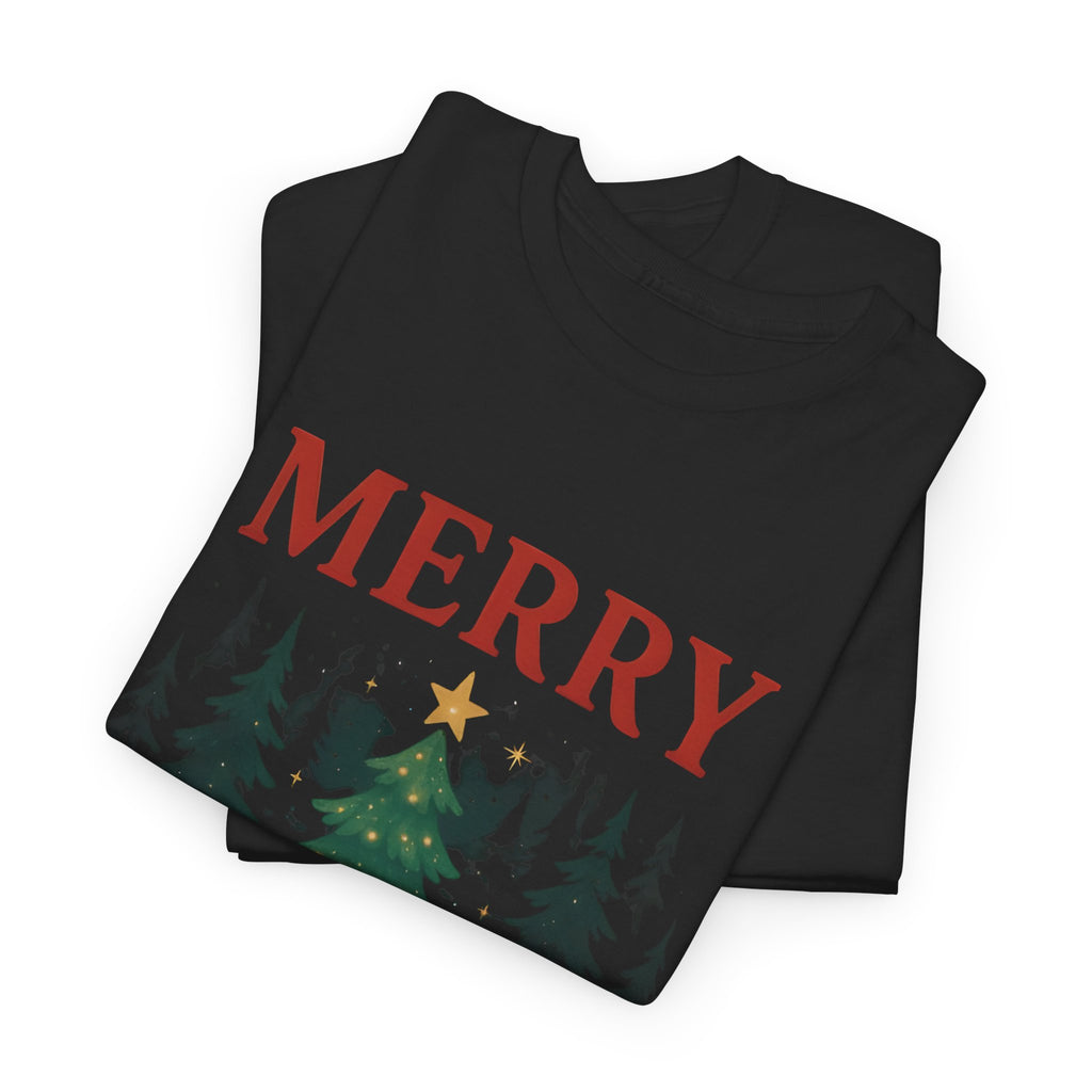 Christmas Tee — 'Merry Christmas' Woodland Tree with Squirrel & Bunny Holiday Shirt