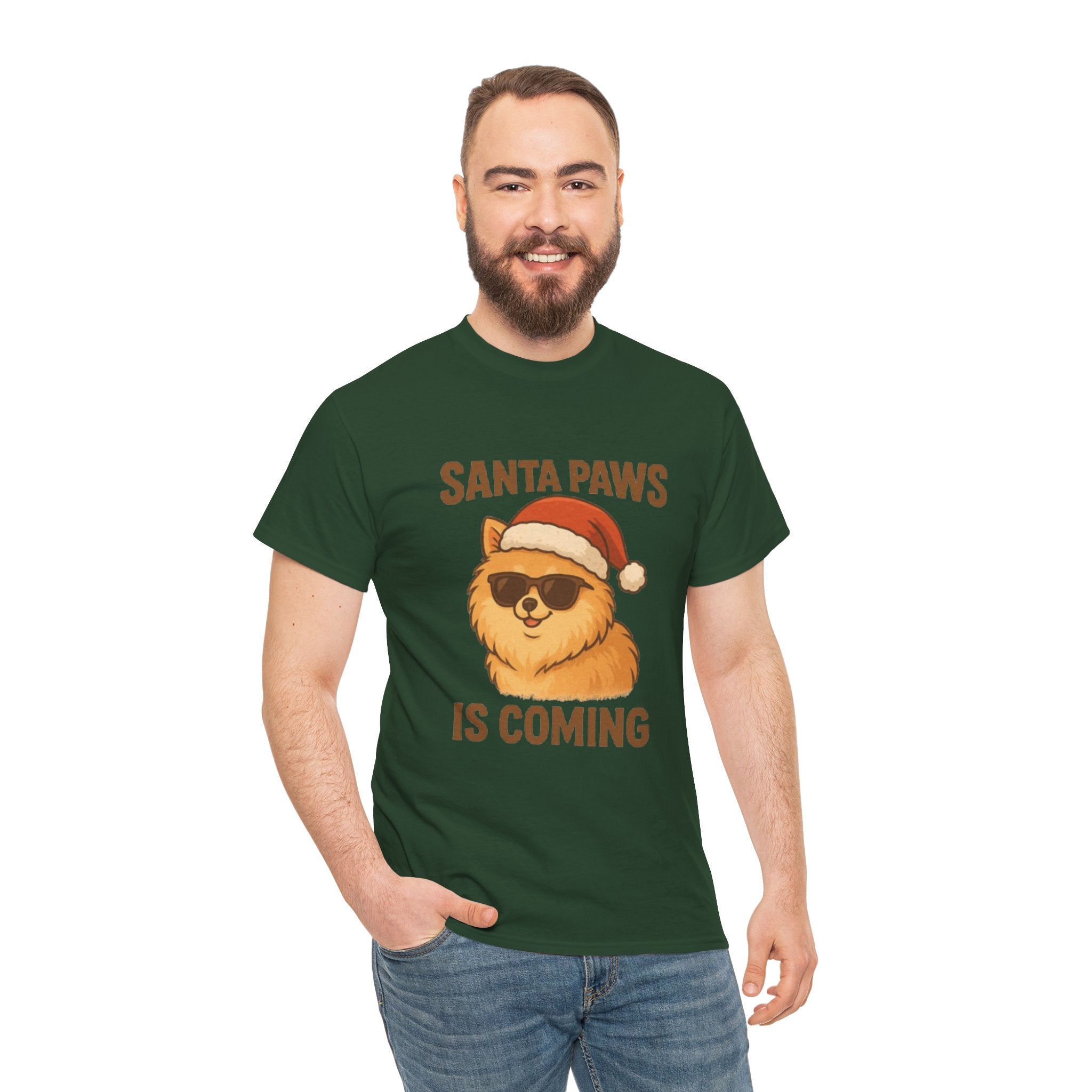Santa Paws Is Coming T-Shirt — Cute Dog Christmas Tee