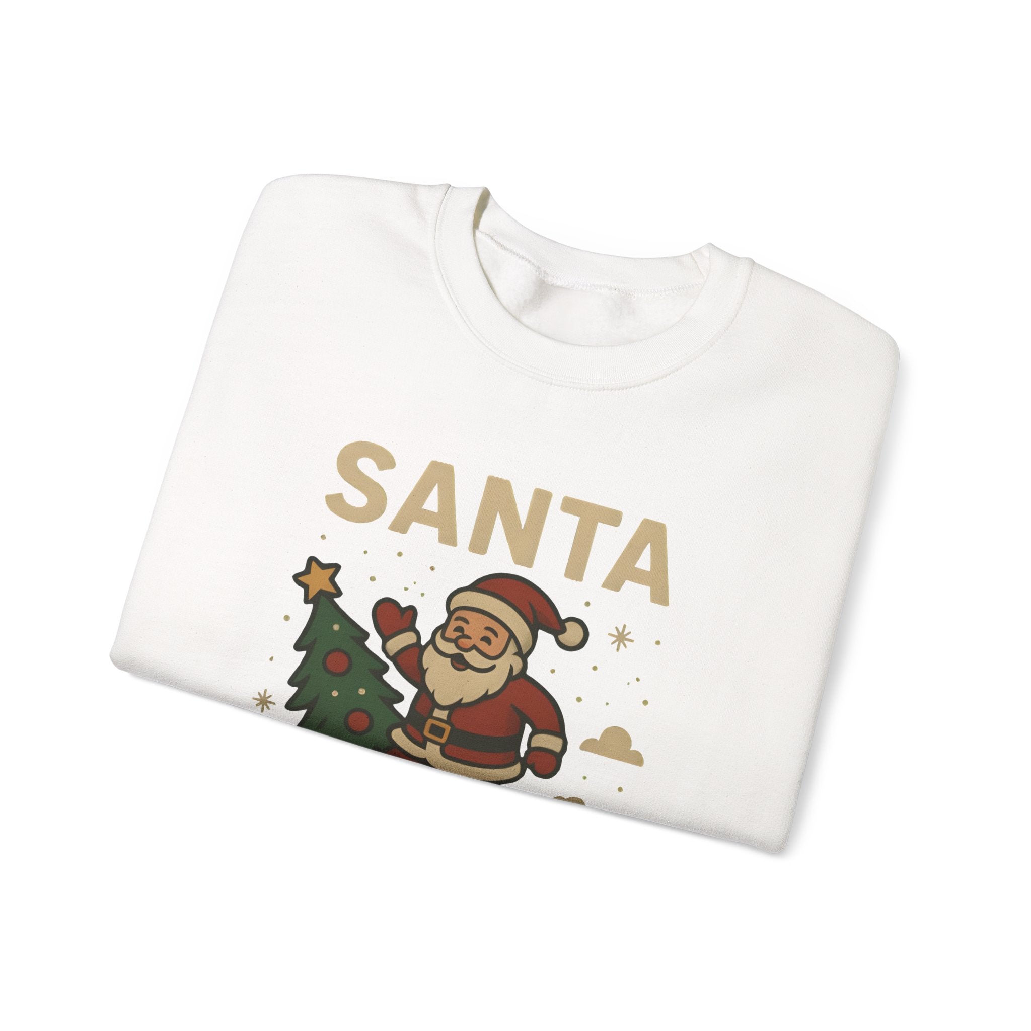 Santa Rocket Sweatshirt — Retro Christmas Santa on Rocket with 'SANTA ROCKET' Text