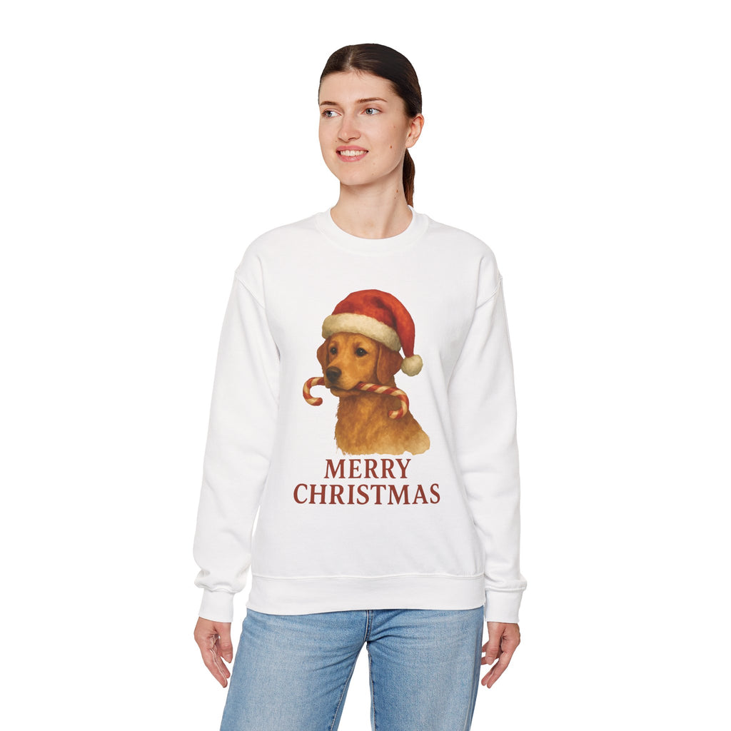 Christmas Puppy Crewneck Sweatshirt — 'Merry Christmas' Holiday Dog Sweatshirt