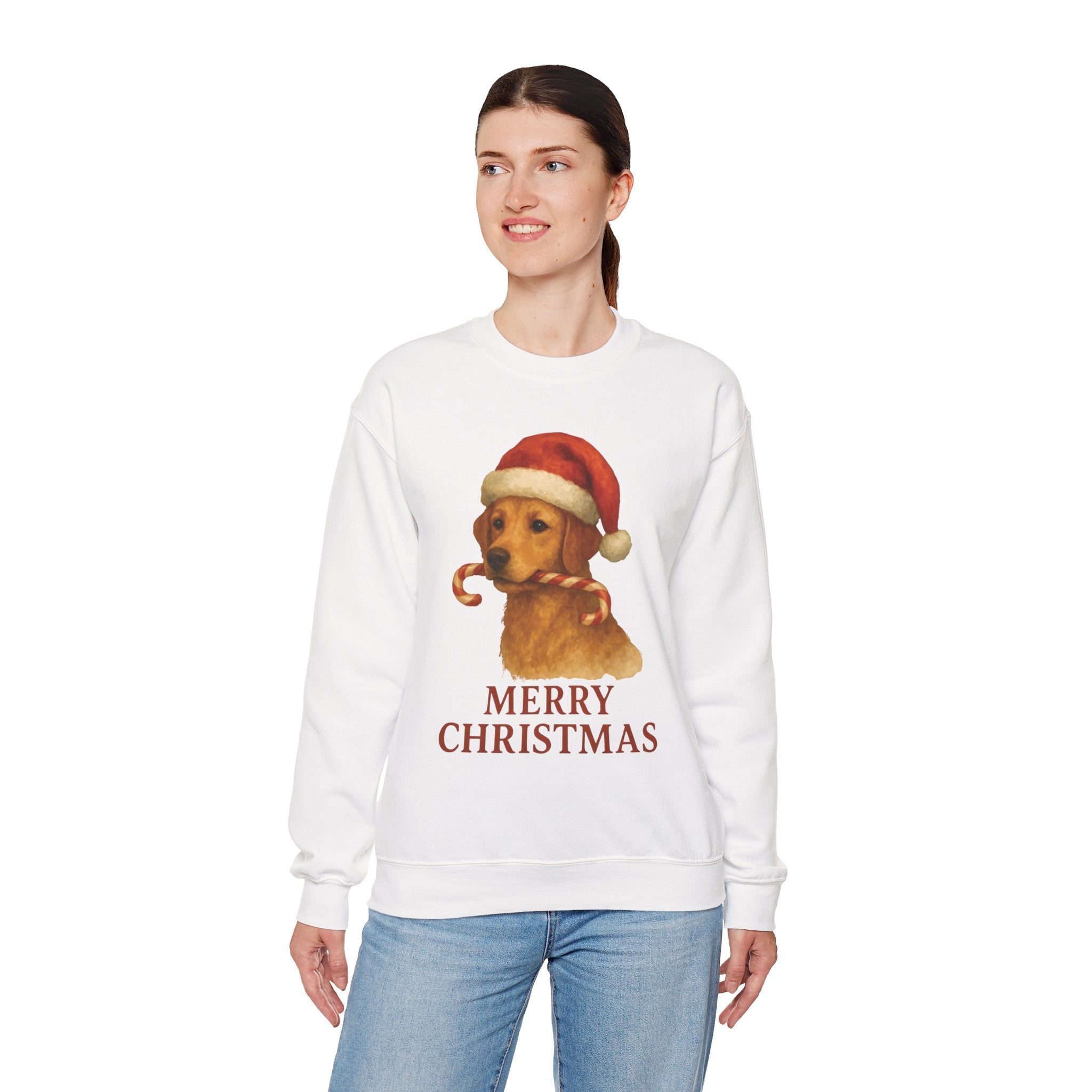Christmas Puppy Crewneck Sweatshirt — 'Merry Christmas' Holiday Dog Sweatshirt