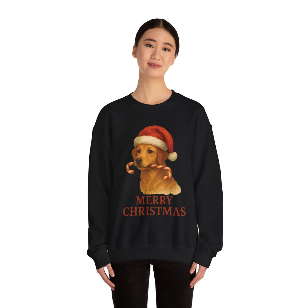 Christmas Puppy Crewneck Sweatshirt — 'Merry Christmas' Holiday Dog Sweatshirt