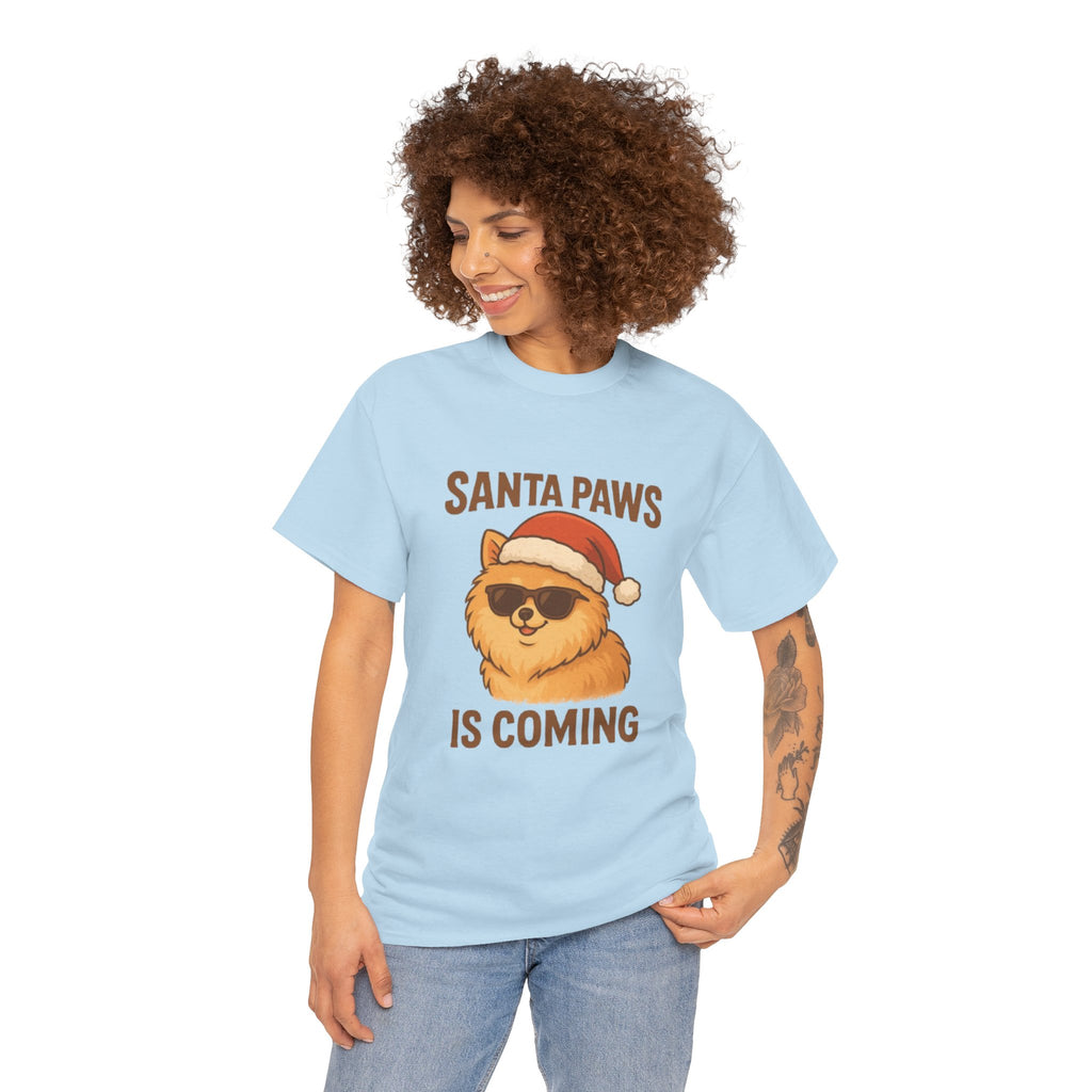 Santa Paws Is Coming T-Shirt — Cute Dog Christmas Tee