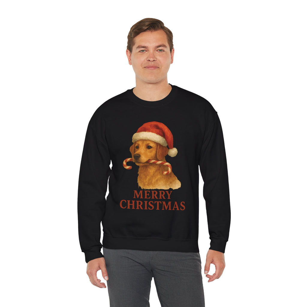 Christmas Puppy Crewneck Sweatshirt — 'Merry Christmas' Holiday Dog Sweatshirt