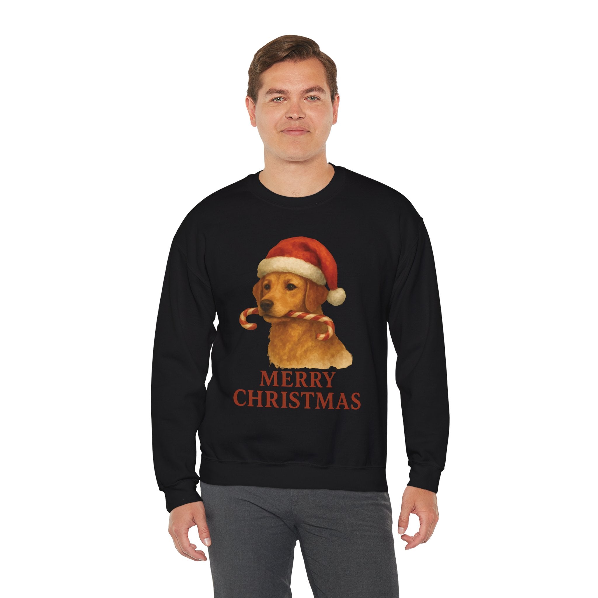 Christmas Puppy Crewneck Sweatshirt — 'Merry Christmas' Holiday Dog Sweatshirt