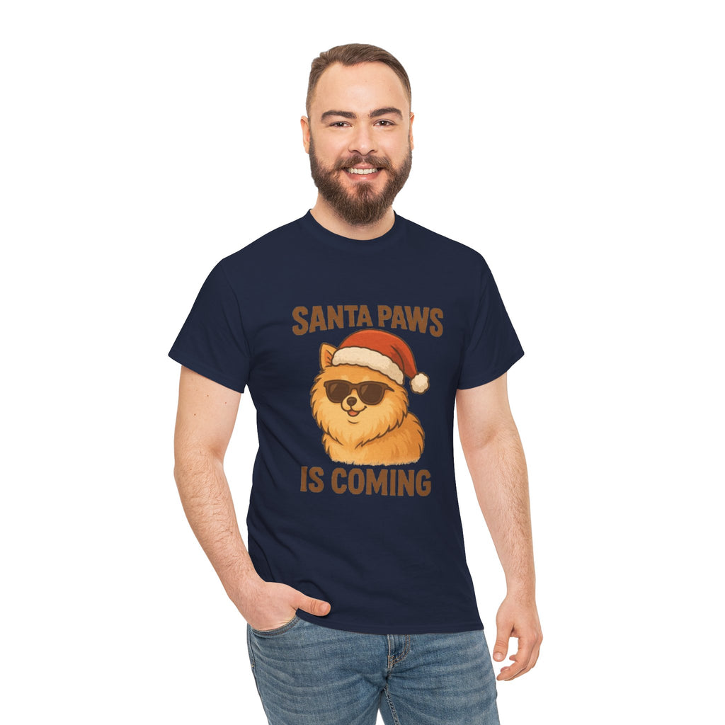 Santa Paws Is Coming T-Shirt — Cute Dog Christmas Tee