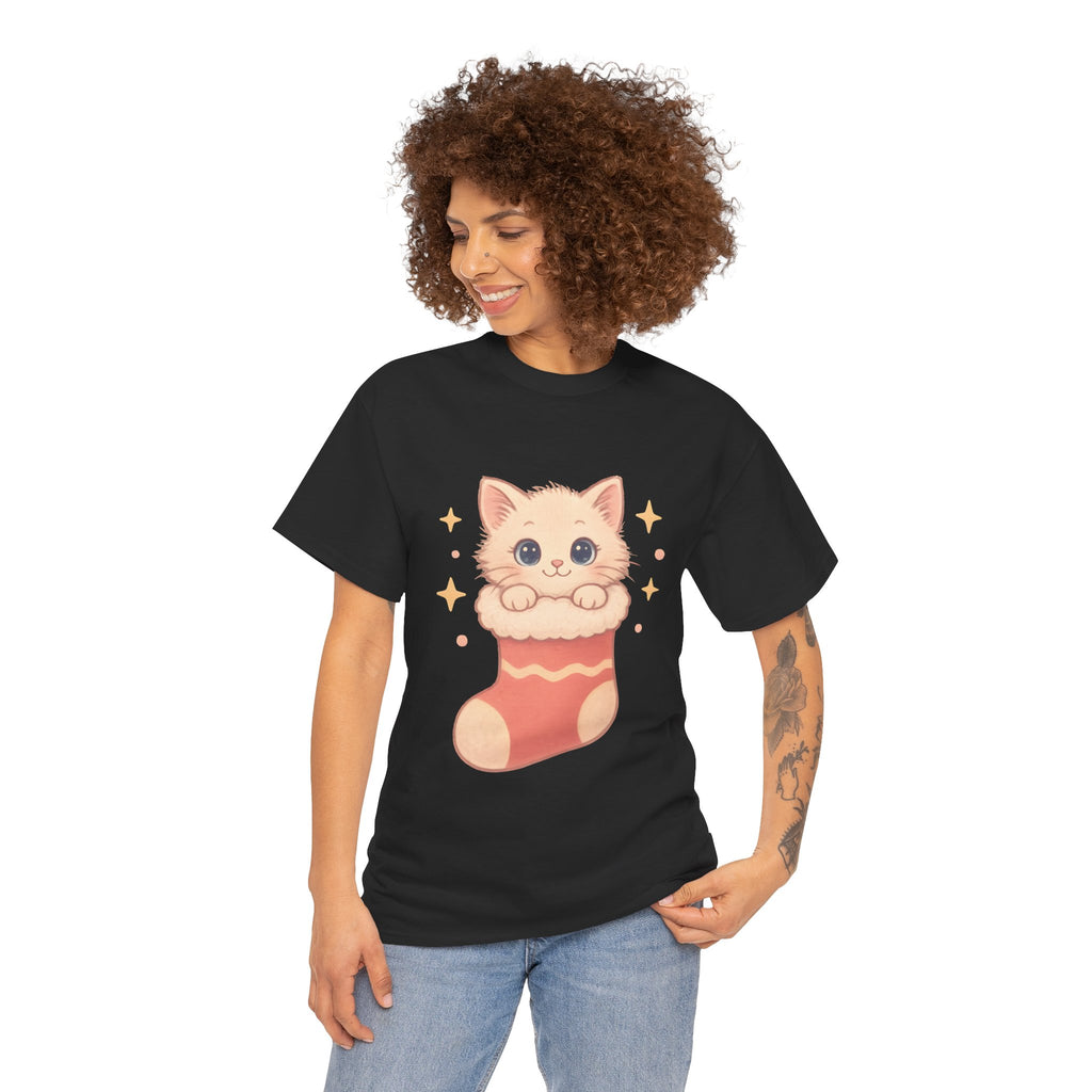 Cute Kitten in Christmas Stocking Tee
