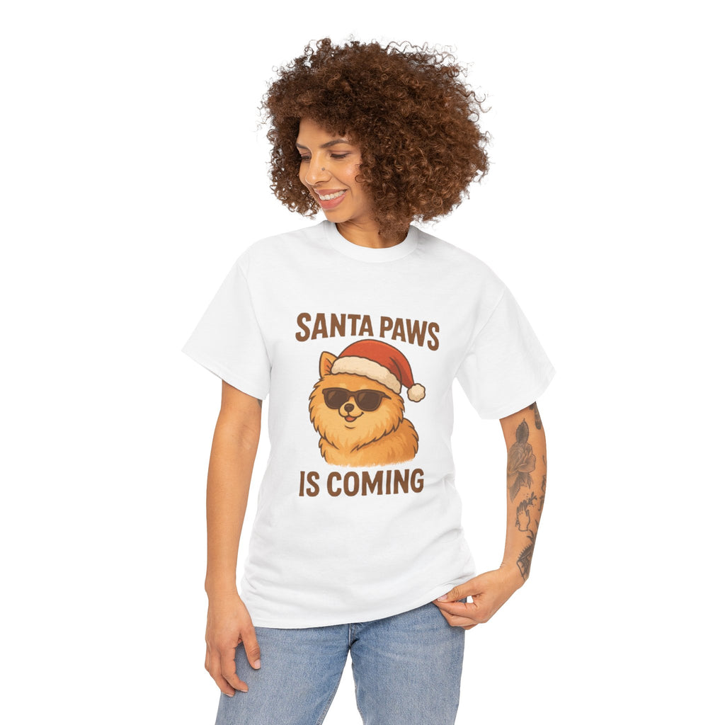 Santa Paws Is Coming T-Shirt — Cute Dog Christmas Tee