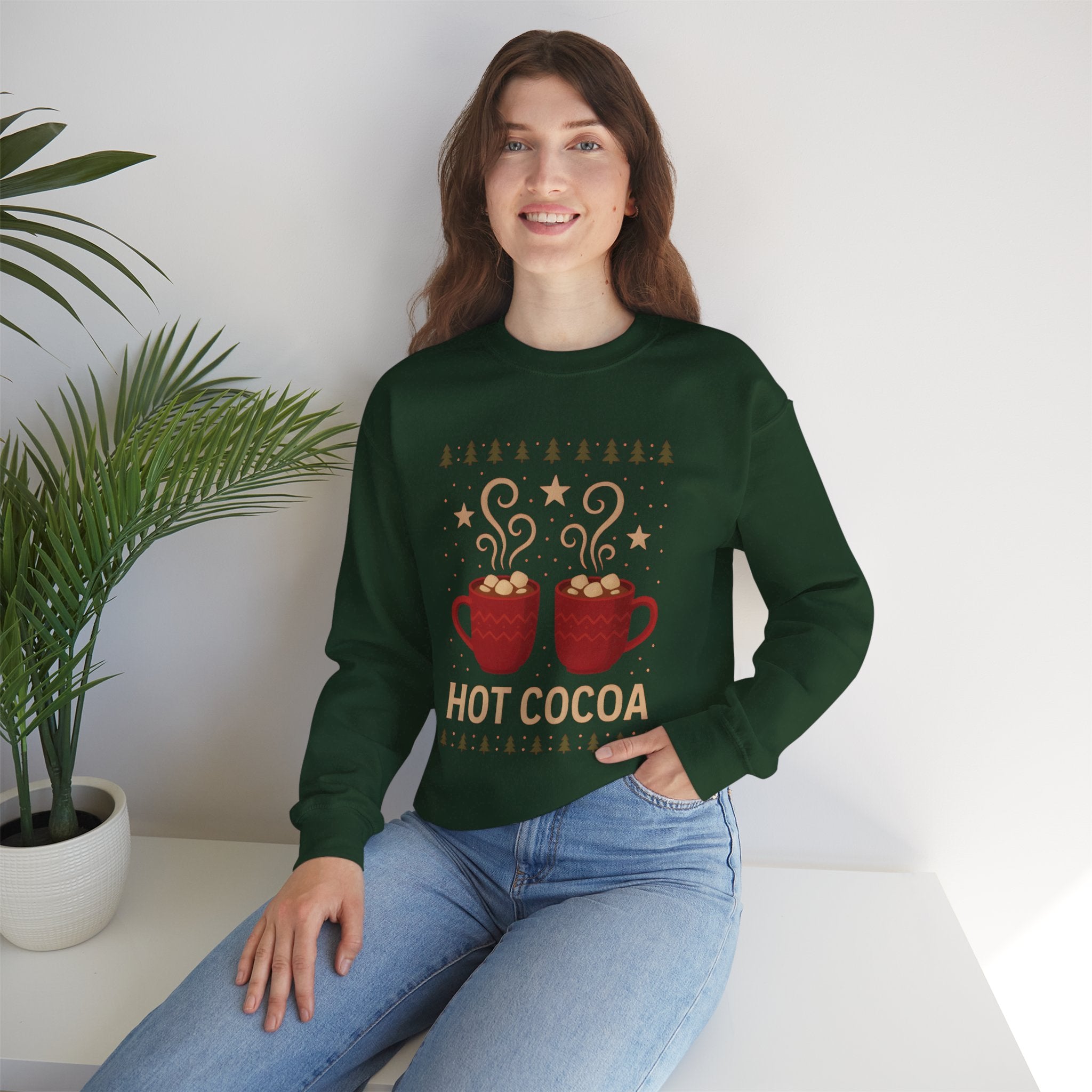 Hot Cocoa Crewneck Sweatshirt — Cozy Winter Mug Graphic