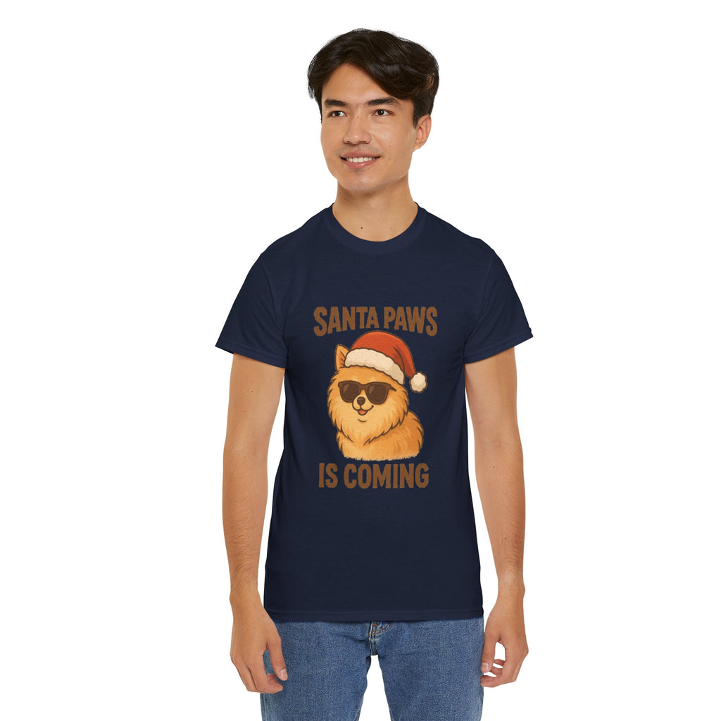Santa Paws Is Coming T-Shirt — Cute Dog Christmas Tee
