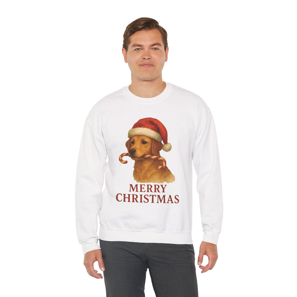 Christmas Puppy Crewneck Sweatshirt — 'Merry Christmas' Holiday Dog Sweatshirt