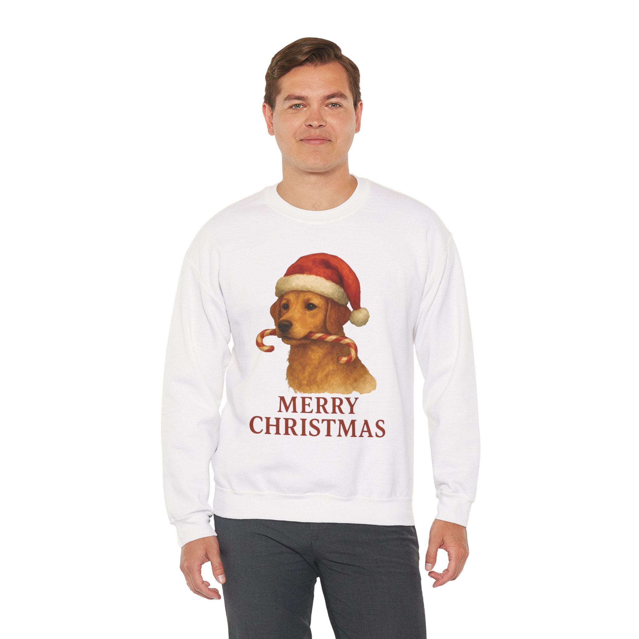 Christmas Puppy Crewneck Sweatshirt — 'Merry Christmas' Holiday Dog Sweatshirt