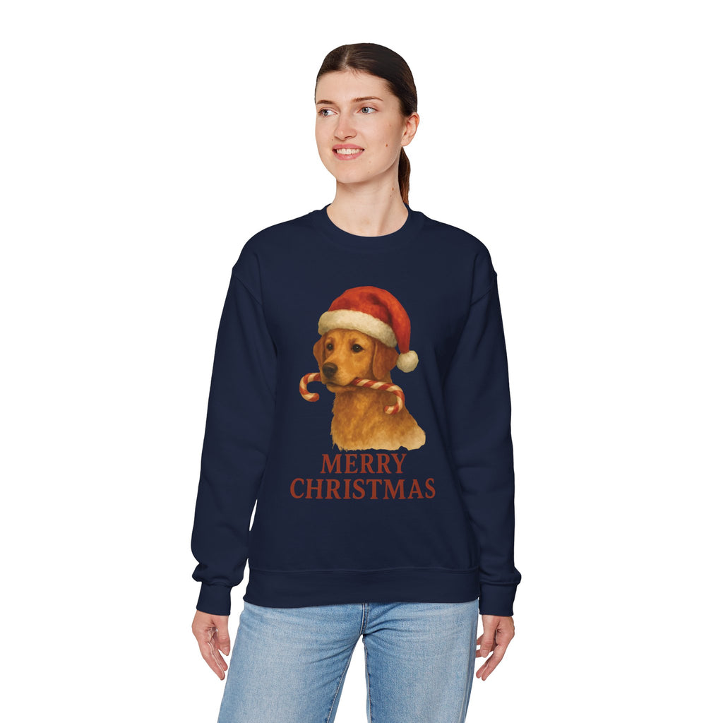 Christmas Puppy Crewneck Sweatshirt — 'Merry Christmas' Holiday Dog Sweatshirt