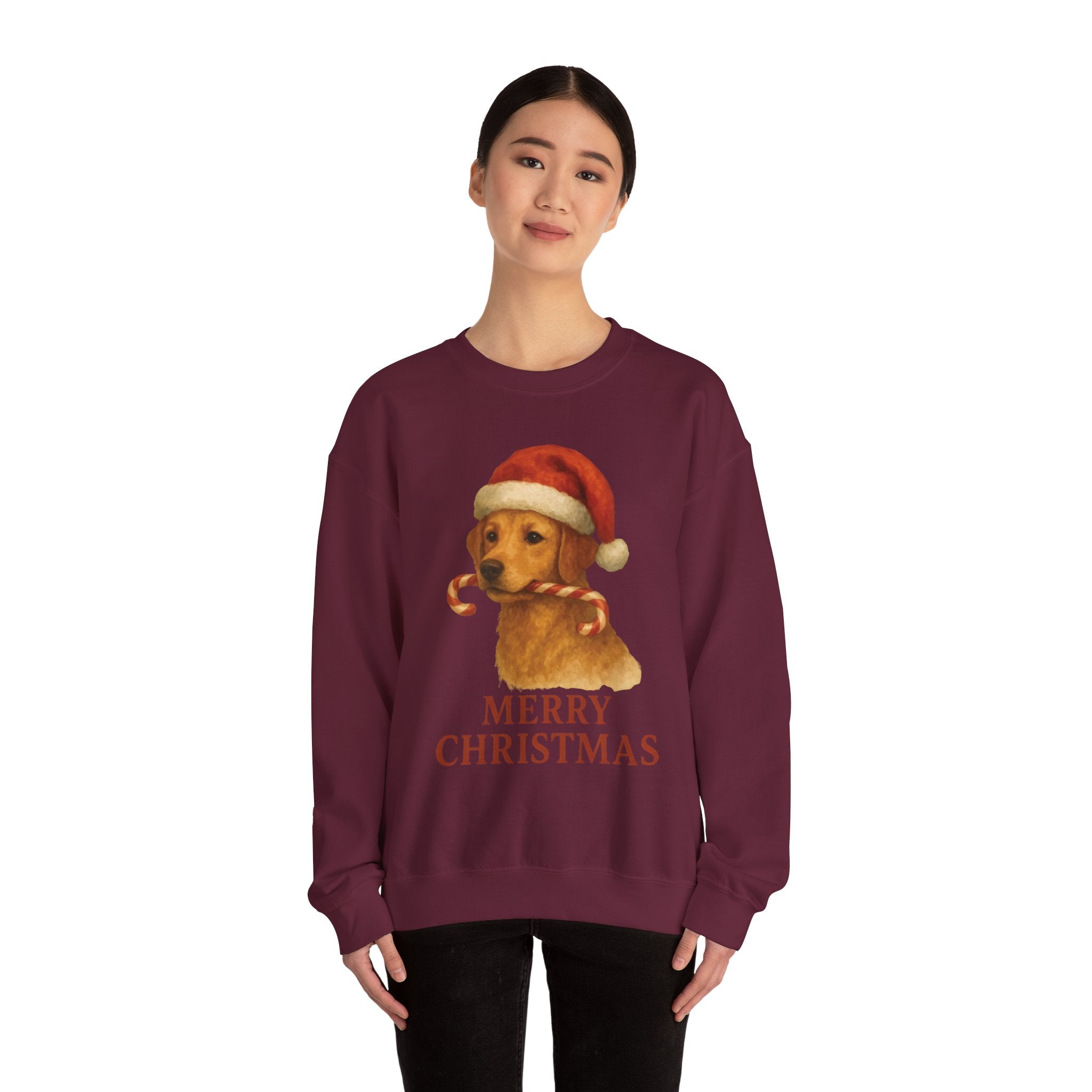 Christmas Puppy Crewneck Sweatshirt — 'Merry Christmas' Holiday Dog Sweatshirt