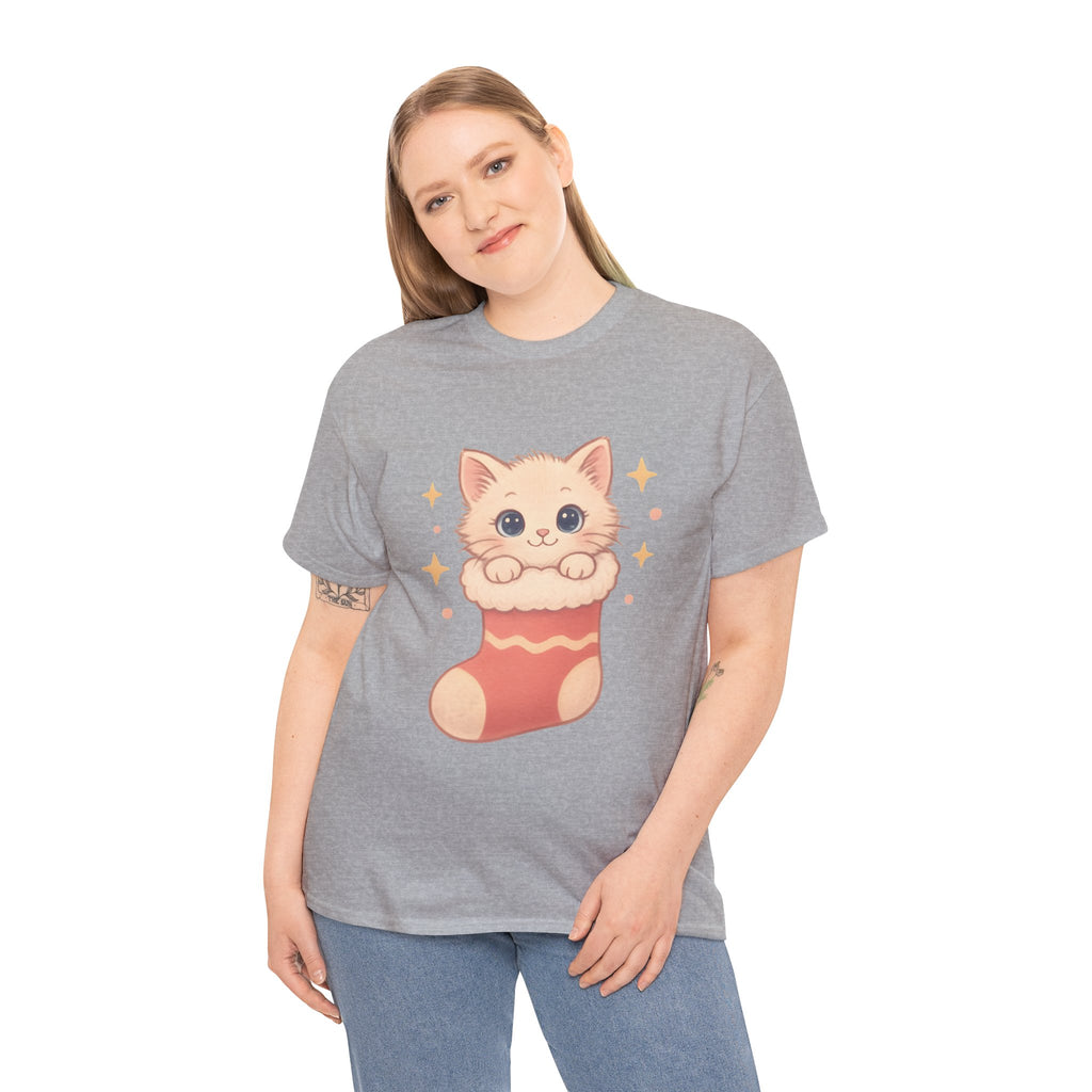 Cute Kitten in Christmas Stocking Tee